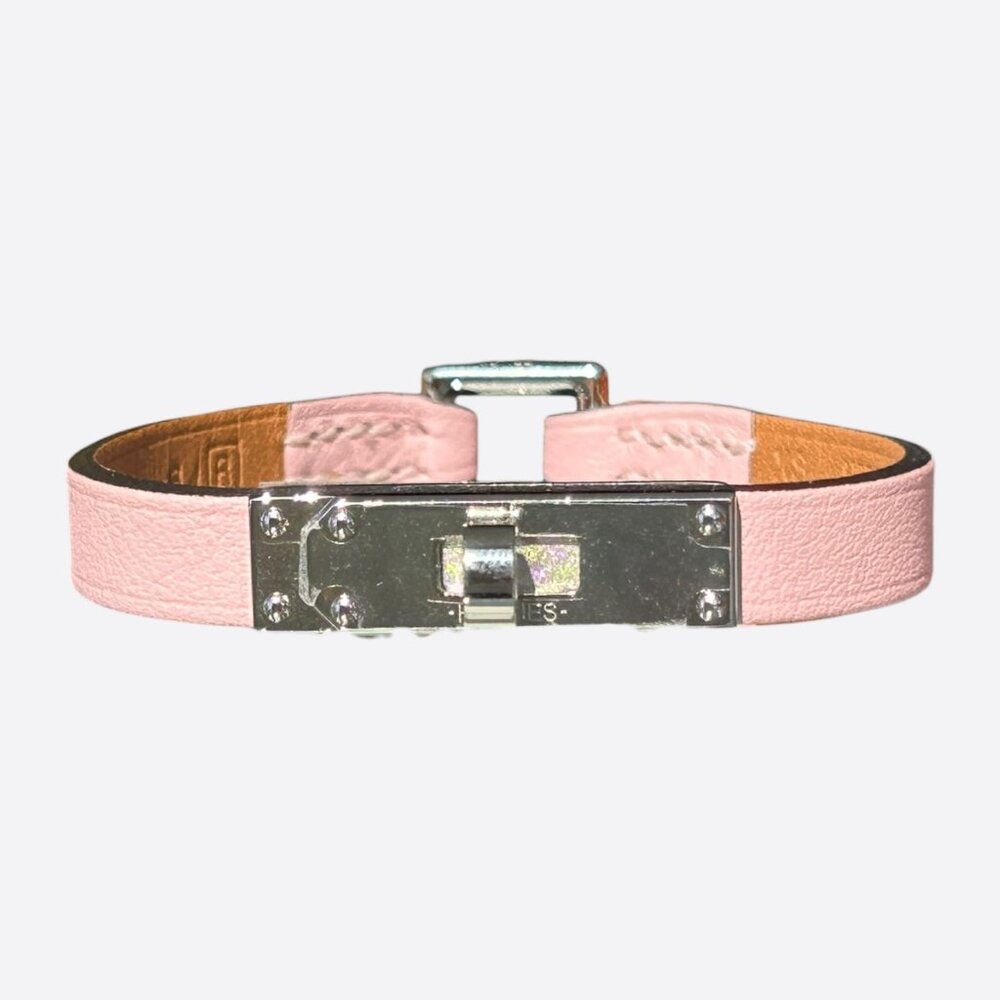 Hermes Pink Swift & Palladium Hardware Mini Rivale Bracelet